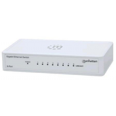 MANHATTAN Switch 8-port 10/100/1000Mbps, desktop, plast, bílý