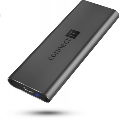 CONNECT IT Externý box AluSafe pre SSD M.2 NVMe, 10 Gb/s, USB-C, antracitová