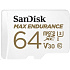 SanDisk MicroSDHC karta 64GB MAX Endurance + adaptér, 30,000 hodin