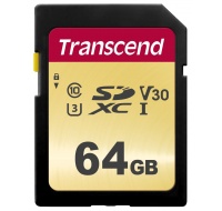 Karta TRANSCEND SDXC 64GB 500S, UHS-I U3 V30 (R:95/W:50 MB/s)