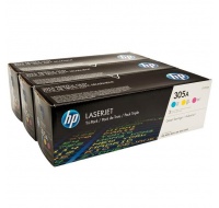 HP 305A CMY 3-pack LJ Toner Cart, CF370AM (2,600 / 2,600 / 2,600 pages)