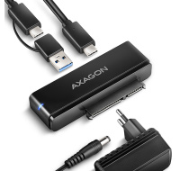 AXAGON ADSA-FPX, USB-C 10Gbps - SATA 6G, 2.5"/3.5" SSD/HDD FAST PORT X adaptér, vrátane AC napájača