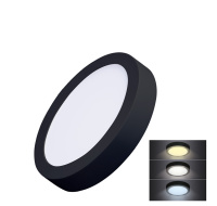 Solight LED mini panel CCT, přisazený, 12W, 900lm, 3000K, 4000K, 6000K, kulatý, černá barva