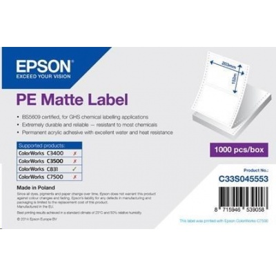Etikety Epson, syntetické, 203x152 mm