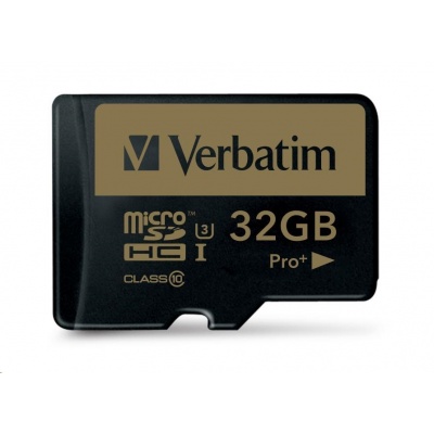 Karta VERBATIM MicroSDHC 32GB PRO+ Class 10, UHS 1 (R:90/W:80 MB/s)
