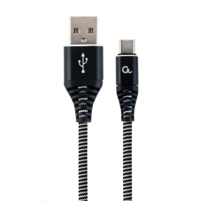 GEMBIRD Kabel CABLEXPERT USB 2.0 AM na Type-C kabel (AM/CM), 1m, opletený, černo-bílý, blister, PREMIUM QUALITY