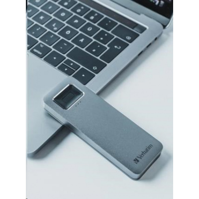 VERBATIM Externý SSD disk 512 GB, Executive Fingerprint Secure SSD, USB 3.2 Gen 1/USB-C, (W:356 MB/s, R:344 MB/s), sivá
