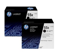 HP 55X Black 2-pack LJ Toner Cart, CE255XD (12,500 / 12,500 pages)