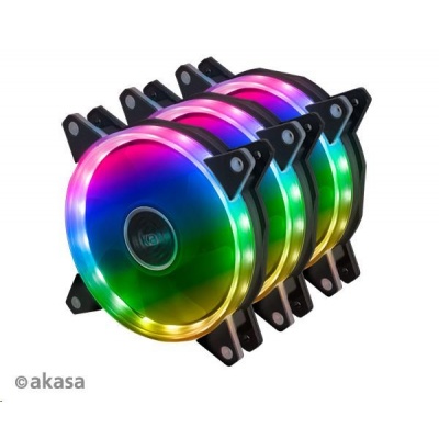 AKASA ventilátor VEGAS AR7, sada 3x120mm RGB LED + predlžovací kábel