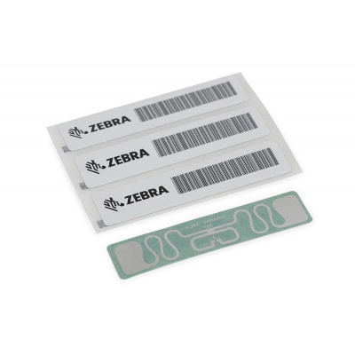 Zebra RFID Label, 110x13mm, Printable White PET, 3" core, 869MHz, 1000/roll (Silverline Slim)