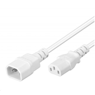 PREMIUMCORD Predlžovací kábel 230V, C13-C14, biely 1m