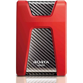 BAZAR - ADATA Externí HDD 1TB USB 3.1 DashDrive Durable HD650, červený (gumový, nárazu odolný) - Poškozený obal (Komplet