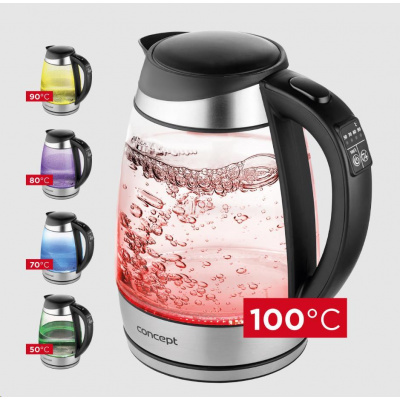 Concept RK4120 Rychlovarná konvice skleněná 1,7 l s nastavením teplot