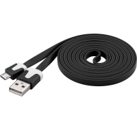 PremiumCord kabel micro USB 2.0, A-B 2m, plochý PVC kabel, černá