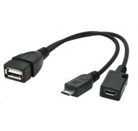 GEMBIRD kábel CABLEXPERT USB AF/micro BM + micro BF, OTG + nabíjanie, 15 cm, pre tablety a smartfóny