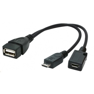 GEMBIRD kábel CABLEXPERT USB AF/micro BM + micro BF, OTG + nabíjanie, 15 cm, pre tablety a smartfóny