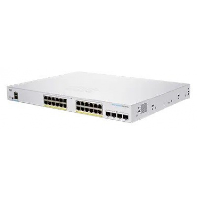 Prepínač Cisco CBS250-24P-4X, 24xGbE RJ45, 4x10GbE SFP+, bez ventilátora, PoE+, 195W