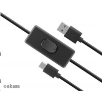 Kábel AKASA USB-A 2.0 na USB-C, napájací kábel s prepínačom (pre Raspberry Pi 4), 1.5m