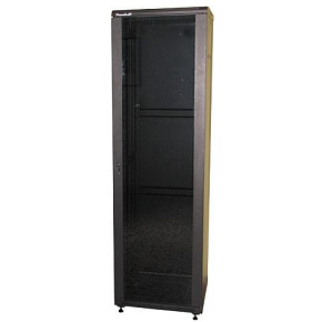 XtendLan 19" stojanový rozvaděč 47U 600x800, nosnost 800kg, skleněné dveře, plná záda, kolečka, rozložený, černý