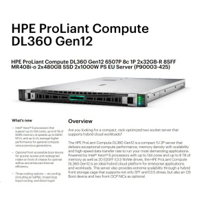 HPE PL DL360g12 6507P (3.5G/8C) 2x32G (P69727) 2x480G MR408i-o 8SFF 2x1000W 2p10G-T NBD333 Smart Choice