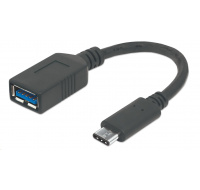 MANHATTAN Superrýchly kábel USB-C na USB, 15 cm, čierny