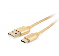 GEMBIRD CABLEXPERT kábel USB na USB-C (AM/CM), 1,8 m, opletený, zlatý, blister