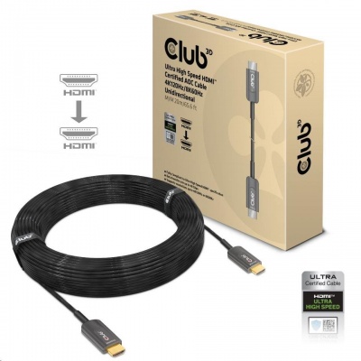 Club3D Kabel prodlužovací HDMI AOC kabel 8K60Hz (M/M), 4K120Hz, 20m, černá