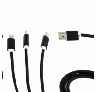 GEMBIRD kábel CABLEXPERT USB A Male/Micro B + Type-C + Lightning, 1 m, opletený, čierny, blister