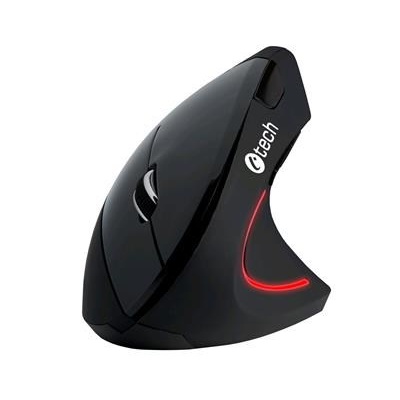C-TECH myš VEM-09, vertikálna, bezdrôtová, 6 tlačidiel, čierna, USB nano prijímač