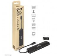 Club3D Hub USB-C, rozbočovač 6 v 1 s HDMI 8K30Hz, 2xUSB typu A, RJ45 a 2xUSB typu C, Data a PD nabíjení 100W