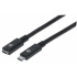 Kábel Manhattan USB-C, USB 3.1 Gen 2, USB-C samec na USB-C samica, 10 Gb/s, 5 A, 50 cm, čierna