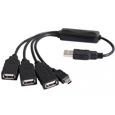 PremiumCord USB2.0 HUB 4-portový čierny kábel