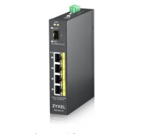 Zyxel RGS100-5P 5-portový gigabitový prepínač PoE, 4x GbE + 1x SFP, rozpočet PoE 120 W, montáž na DIN lištu/stenovú montáž, IP30