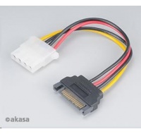 Kábel AKASA redukcia napájania SATA na 4pin Molex, 15 cm