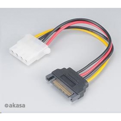 Kábel AKASA redukcia napájania SATA na 4pin Molex, 15 cm