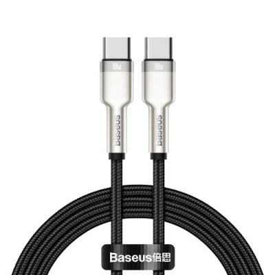 Baseus Cafule Series nabíjecí / datový kabel USB-C samec na USB-C samec s kovovými koncovkami 100W 1m, černá