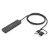 USB 3.0 Hub 4-port, Slimline s USB-C adaptérem, 5 Gb/s, 1,2 m kabel Rozšiřuje váš notebook o připojení USB-C nebo USB A o 4 další superrychlé porty USB. - Navíc 4x USB A 3.0 s rychlostí až 5 Gbps je možné připojit do portu USB-A nebo USB-C, k tomu slouží krátká redukce - USB-C 3.0 a USB A 3.0 HUB, kombinace USB-A a USB-C je navržena tak, aby byl HUB kompatibilní s širokou řadou notebooků. - USB hub poskytuje až čtyři další možnosti připojení pro externí pevné disky, SSD nebo jiná USB zařízení na vašem PC, notebooku nebo tabletu. - Díky standardu Super-Speed USB 3.0 je možný rychlý přenos dat rychlostí až 5 Gbps - díky zpětné kompatibilitě jsou podporovány také USB 2.0 a USB 1.1. - Integrované připojení USB-C umožňuje dodat USB HUBu další napájení (nabíjecí kabel/napájecí adaptér není součástí dodávky) - Pro optimální umístění USB hubu na stole nebo v TV skříňce má zařízení pevný propojovací kabel o délce 120 cm. - Kompatibilní s mnoha operačními systémy, např. macOS, Windows a Google Chrome OS OBSAH BALENI: 1x USB 3.0 hub s Ethernet Adaptérem 1x Návod