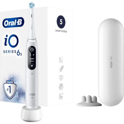 Oral-B iO Series 6 elektrický zubní kartáček, 5 režimů, časovač, tlakový senzor, mobilní aplikace, bílá