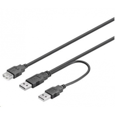 Kábel USB PREMIUMCORD 2.0 napájací kábel Y A/M + A/M -- A/F 0.4m + 0.5m