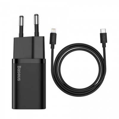Baseus Super SI set adaptéru USB-C 20W a kabelu USB-C do Lightning 1m, černá