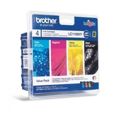 BROTHER INK LC-1100 BK/C/M/Y HY Pack pro MFC-6490CW/DCP-6690CW