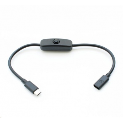 Kabel USB-C to USB-C s vypínačem pro Raspberry Pi 4B, 27cm, černá