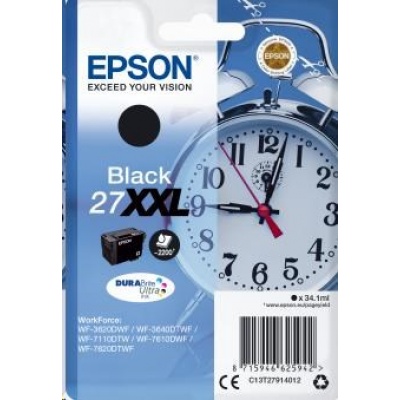 Atrament EPSON čierny Singlepack "Alarm clock" Black 27XXL DURABrite Ultra Ink