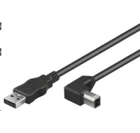 Kábel USB PREMIUMCORD 2.0 Konektor A-B 1m - ohnutý konektor B 90°