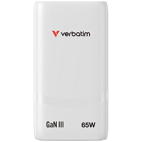 VERBATIM GaN Nabíječka Fold 'n' Go 65W, 2xUSB-C, bílá VERBATIM GaN Nabíječka Fold 'n' Go 65W, 2xUSB-C, bílá