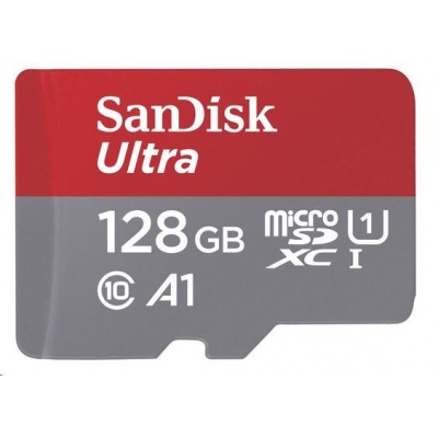 Karta SanDisk MIcroSDXC 128 GB Ultra (100 MB/s, A1 Class 10 UHS-I, Android - zobrazovacie balenie) + adaptér