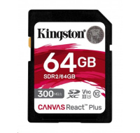 Kingston 64GB Canvas React Plus SDHC UHS-II 300R/260W U3 V90 pre Full HD/4K/8K