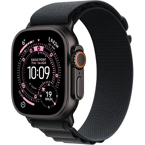 Apple Watch Ultra 3 GPS + Cellular 49mm Black Titanium Case with Black Alpine Loop - Large