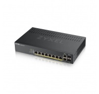 Zyxel GS1920-8HPV2 10-portový inteligentný riadený PoE prepínač, 8x gigabitový RJ45, 2x gigabitový RJ45/SFP, 130 W pre PoE