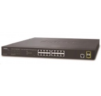 Planet GS-4210-16T2 Switch, L2/L4, 16x 1000Base-T, 2x SFP, Web/SNMPv3, VLAN, QoS, IPv6, fanless